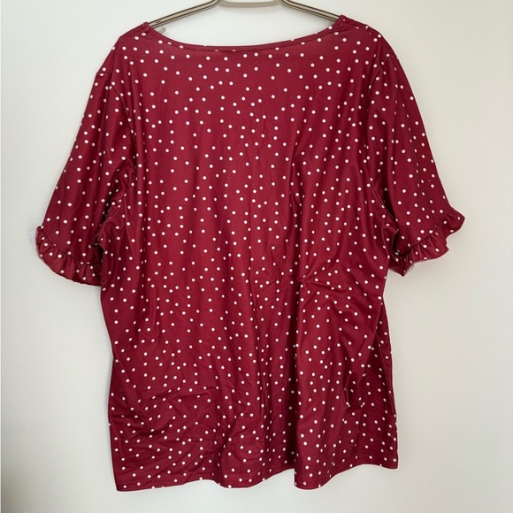 BloomChic Red Polka Dot Short Sleeve Top - Picture 3 of 4